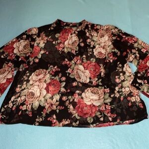 SHEIN Curve mock neck floral sheer long sleeve pullover flowy NEW size 4X
